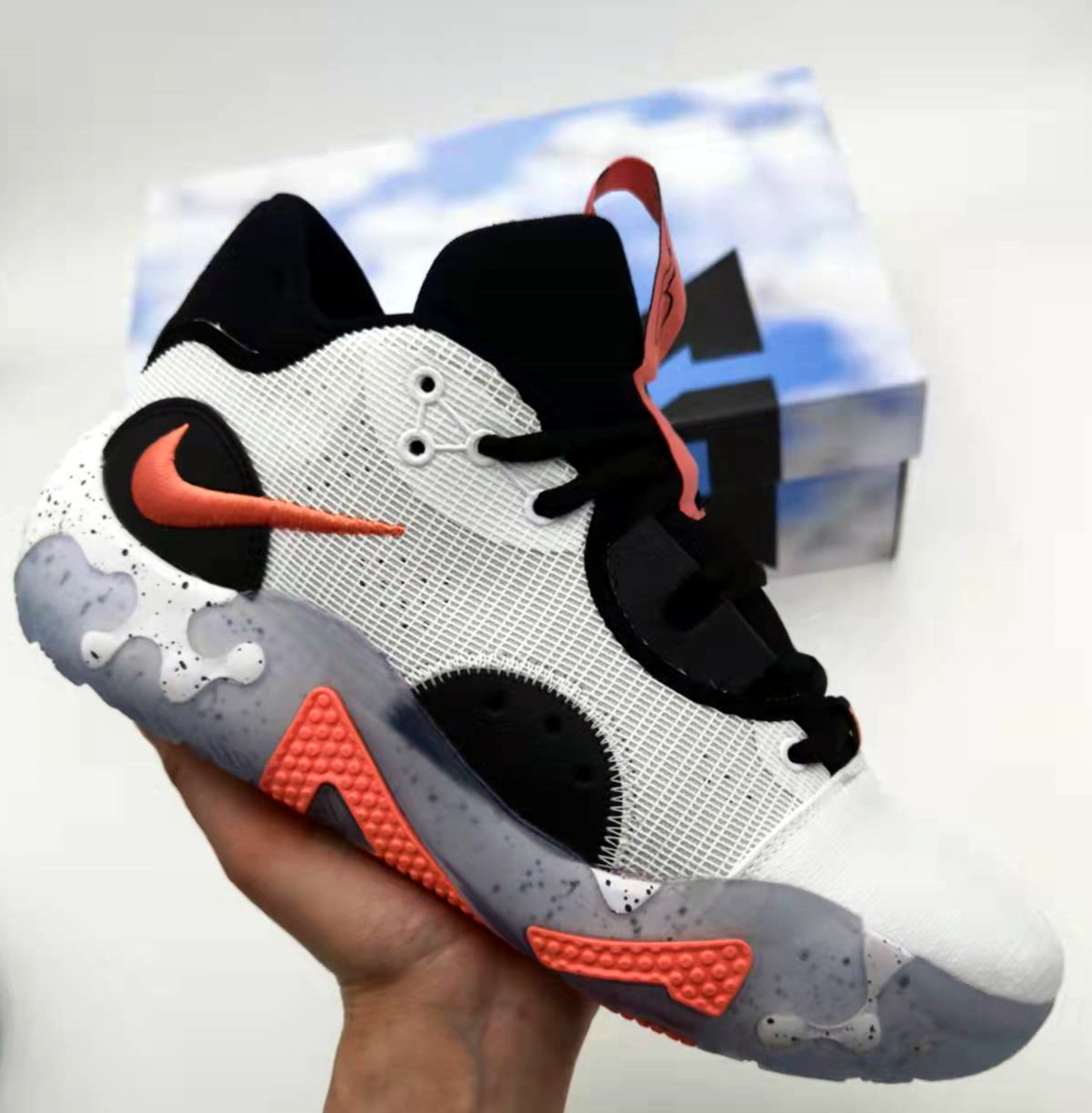 2022 Nike Paul George 6 White Black Orange Grey Shoes